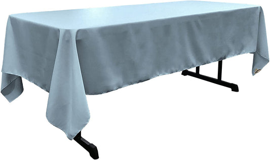 Polyester Poplin Washable Rectangular Tablecloth, Stain and Wrinkle Resistant Table Cover Fabric Table Cloth for Dinning, Kitchen, Party, Light Blue