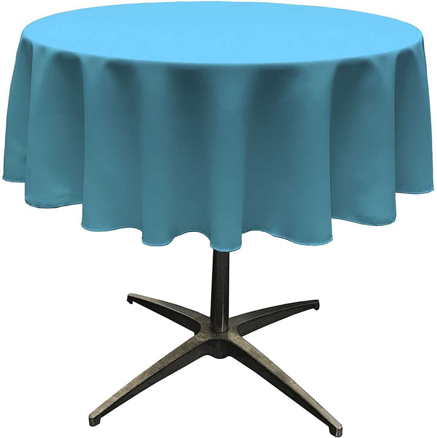 Polyester Poplin Washable Round Tablecloth, Stain and Wrinkle Resistant Table Cover Turquoise