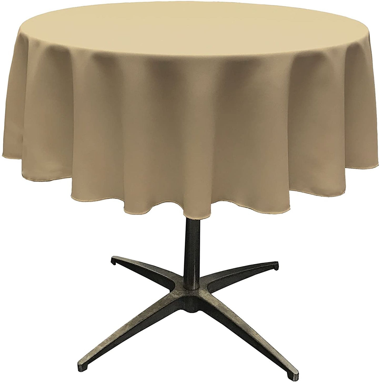 Polyester Poplin Washable Round Tablecloth, Stain and Wrinkle Resistant Table Cover Taupe