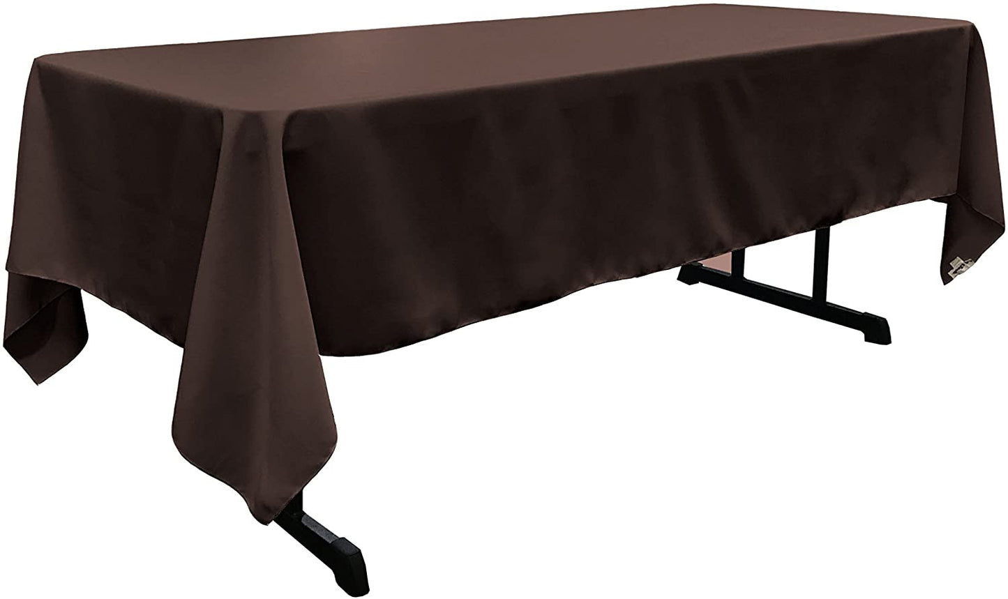 Polyester Poplin Washable Rectangular Tablecloth, Stain and Wrinkle Resistant Table Cover Fabric Table Cloth for Dinning, Kitchen, Party, Brown