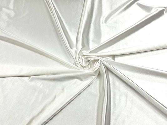 Deluxe Shiny Polyester Spandex Stretch Fabric (1 Yard, Off White)