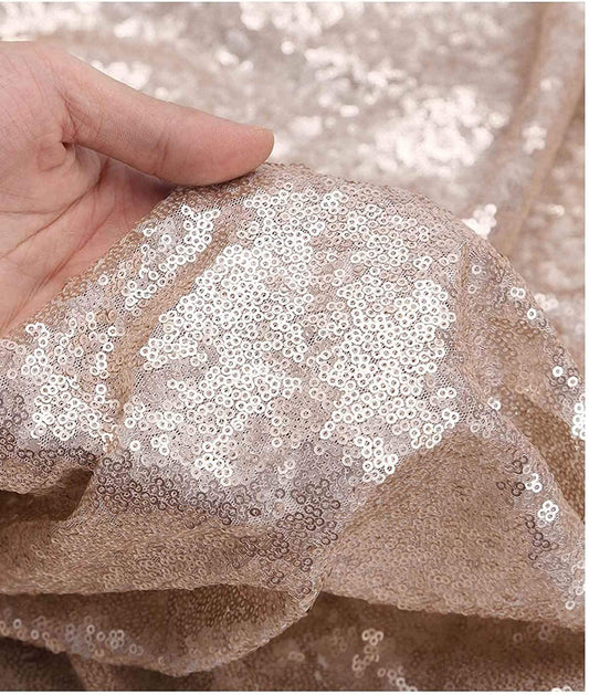 50" Wide Mini Glitz Disc Sequins Fabric (Champagne, 1 Yard)