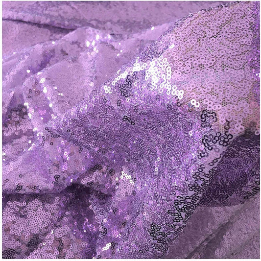 50" Wide Mini Glitz Disc Sequins Fabric (Lilac, 1 Yard)