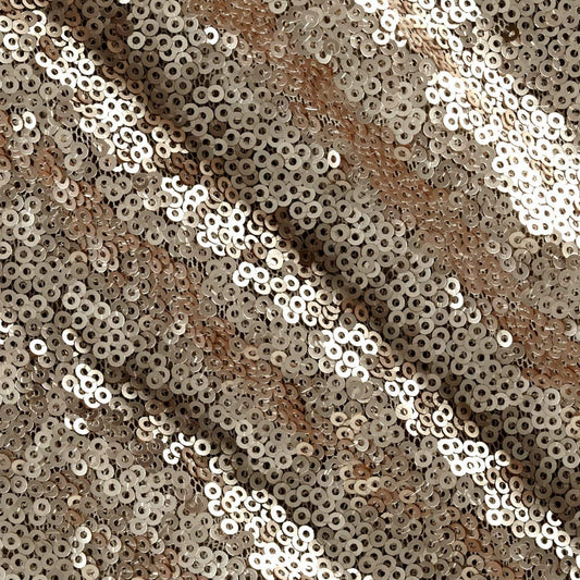 50" Wide Mini Glitz Disc Sequins Fabric (Sand, 1 Yard)