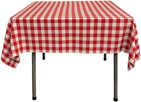 Gingham Checkered Square Tablecloth Red and White