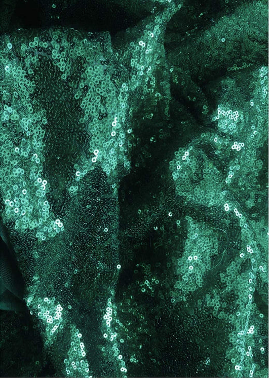 50" Wide Mini Glitz Disc Sequins Fabric (Hunter Green, 1 Yard)