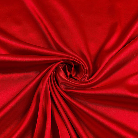 Spandex Light Weight Silky Stretch Charmeuse Satin Fabric (Red 626,