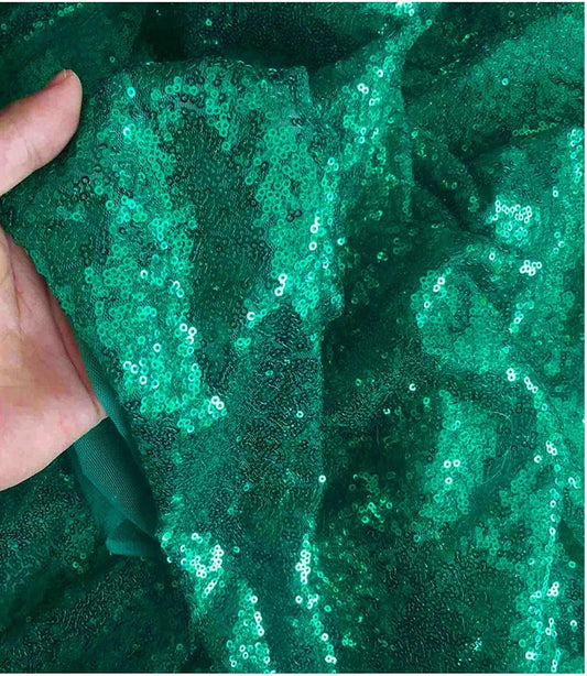 50" Wide Mini Glitz Disc Sequins Fabric (Teal, 1 Yard)