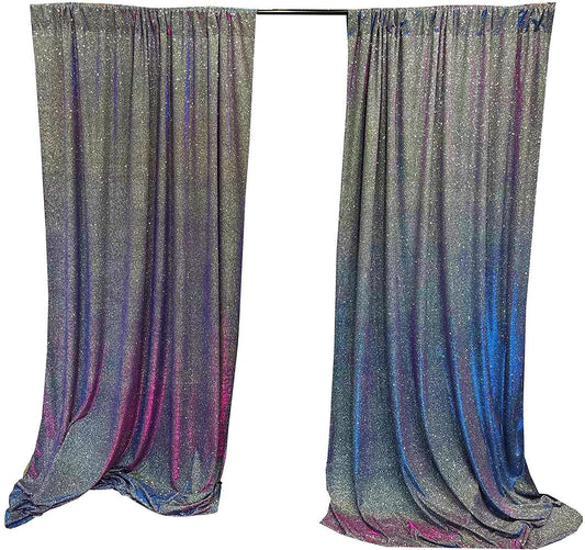 Full Covered Glitter Shimmer on Fabric Backdrop Drape - Curtain - Wedding Party Decoration (2 Panels Moon Shadow