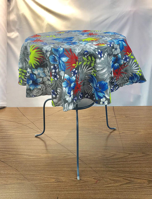 Printed Poly Cotton Tablecloth (Hawaiian Print Grey,