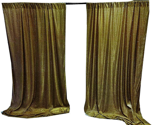 Full Covered Glitter Shimmer on Fabric Backdrop Drape - Curtain - Wedding Party Decoration (2 Panels Bronze