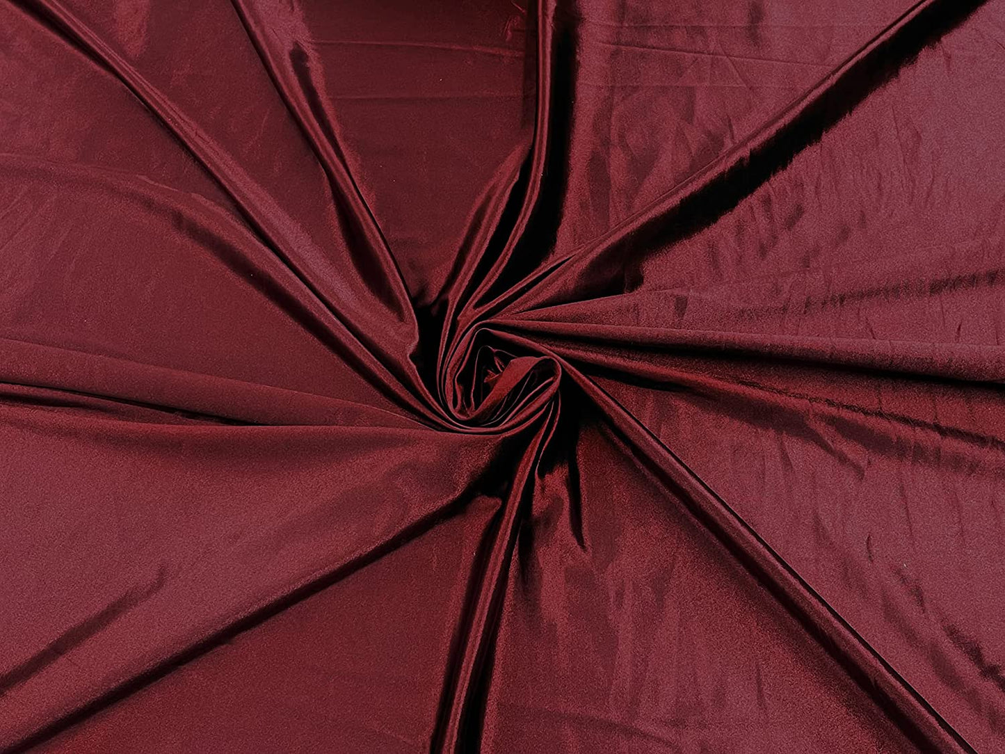 Deluxe Shiny Polyester Spandex Stretch Fabric (1 Yard, Burgundy)