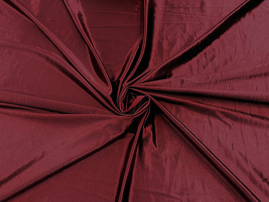 Deluxe Shiny Polyester Spandex Stretch Fabric (1 Yard, Burgundy)