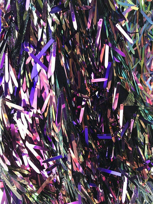 Swords Design Iridescent Sequins Burning Man Costume Craft Fabric by The Yard. (50-52 INCHES Iridescent Sequins by The Yard Black/Purple Iridescent/Black MESH