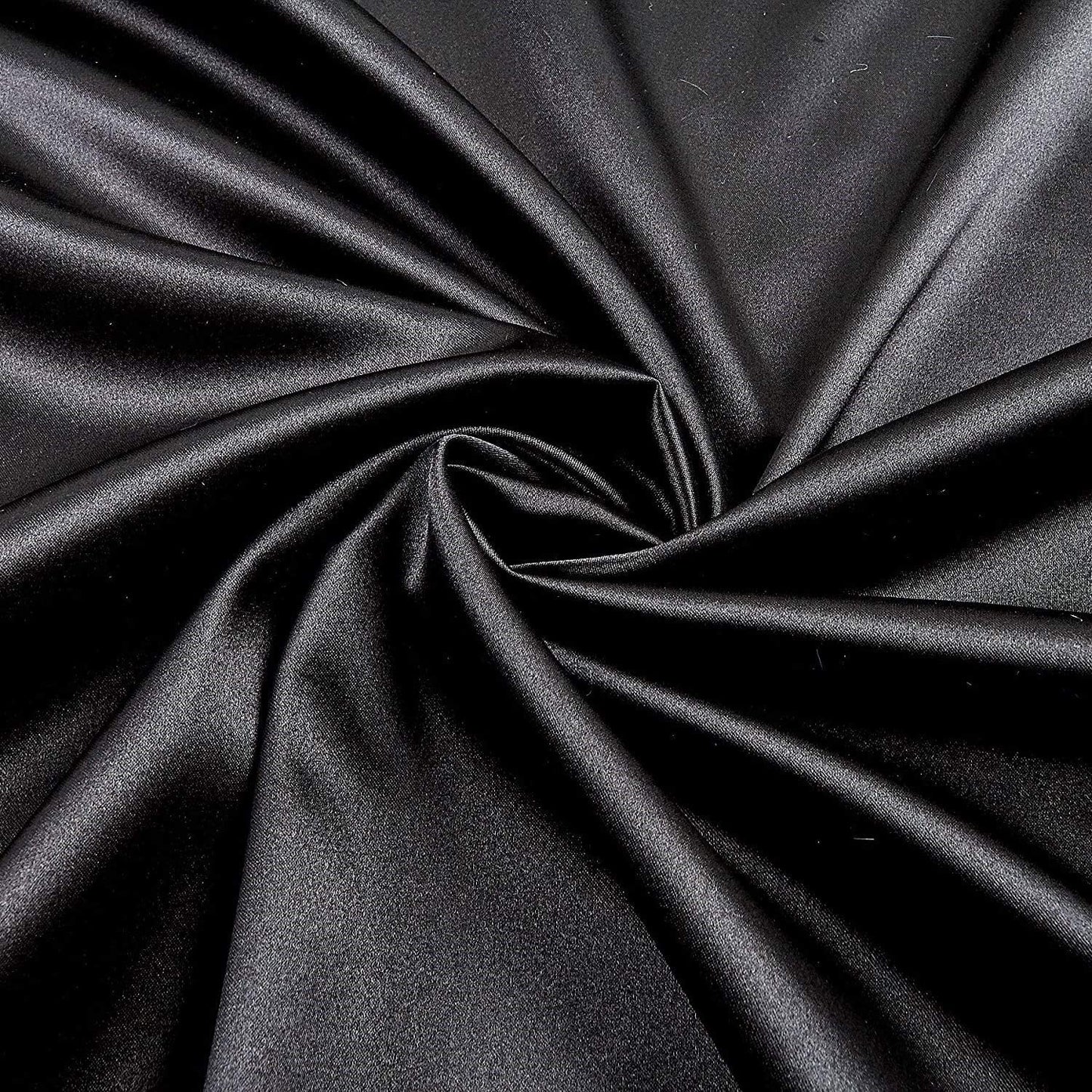 Spandex Light Weight Silky Stretch Charmeuse Satin Fabric (Black,