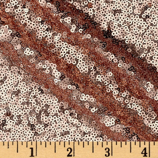 50" Wide Mini Glitz Disc Sequins Fabric (Rose Gold, 1 Yard)