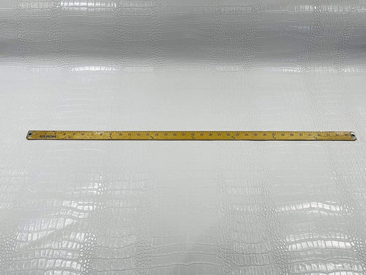 53/54" Wide Gator Fake Leather Upholstery, 3-D Crocodile Skin Texture Faux Leather PVC Vinyl Fabric (White, 1 Yard)