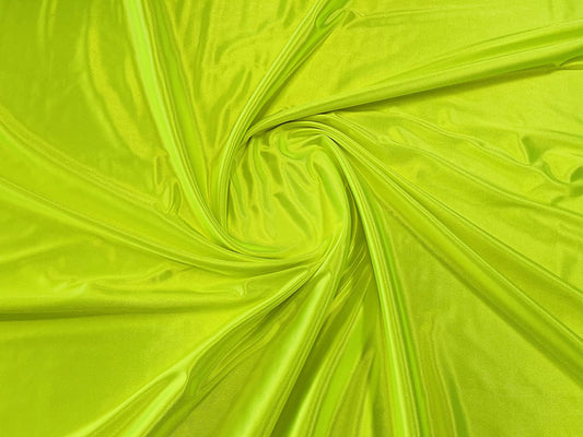 Deluxe Shiny Polyester Spandex Stretch Fabric (1 Yard, Neon Yellow)