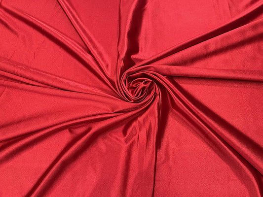 Deluxe Shiny Polyester Spandex Stretch Fabric (1 Yard, Red)