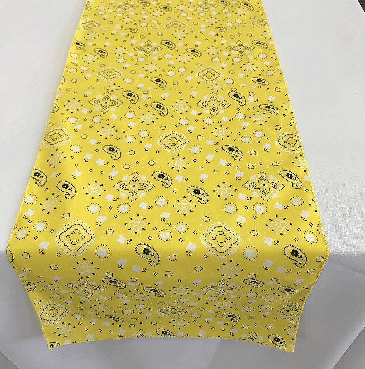 Bandanna Print Poly Cotton Table Runner (Yellow,