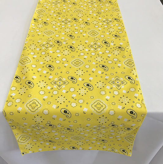 Bandanna Print Poly Cotton Table Runner (Yellow,