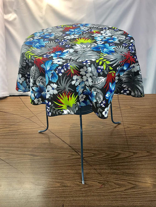 Printed Poly Cotton Tablecloth (Hawaiian Print Black,