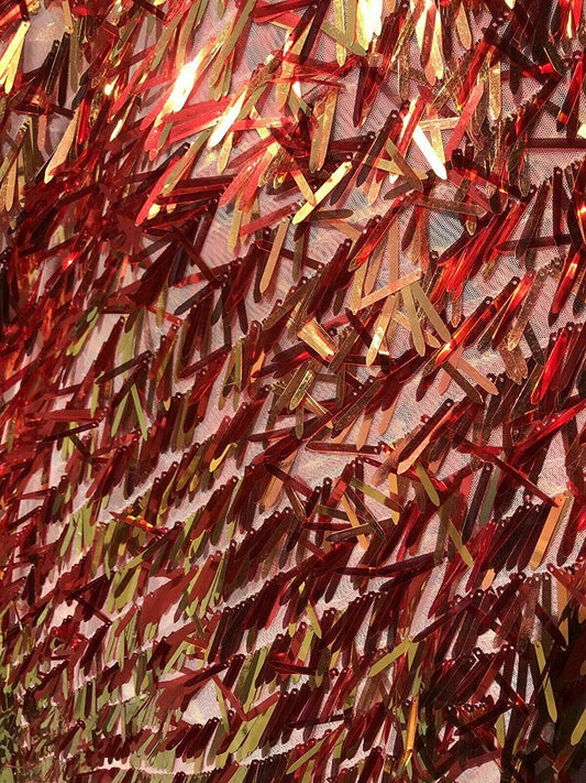 Swords Design Iridescent Sequins Burning Man Costume Craft Fabric by The Yard. (50-52 INCHES Iridescent Sequins by The Yard Orange Iridescent/Nude MESH)