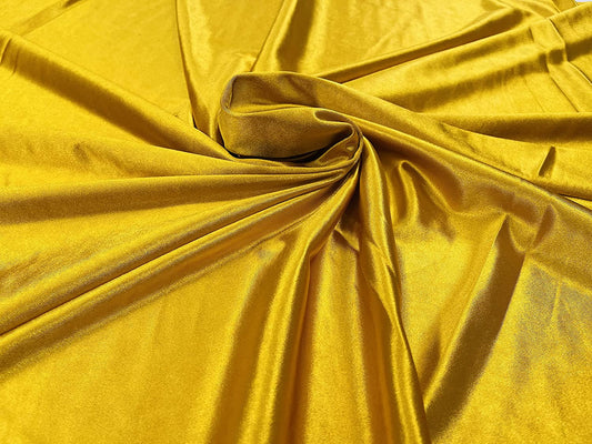 Deluxe Shiny Polyester Spandex Stretch Fabric (1 Yard, Mustard)