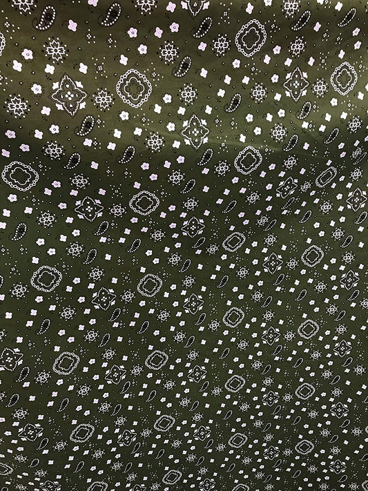 60" Wide Poly Cotton Bandanna Print Fabric by The Yard (Olive, by The Yard)