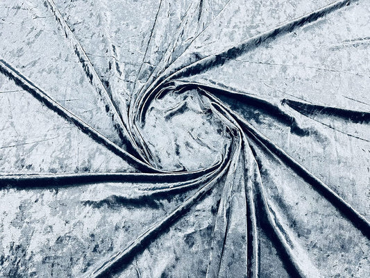 Solid Crushed Velour Stretch Velvet Fabric (1 Yard, Steel Blue)