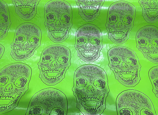 54" Wide Big Skull Embossed Vinyl Fabric-PVC-Upholstery, Faux Leather (1 Yard, Lime)