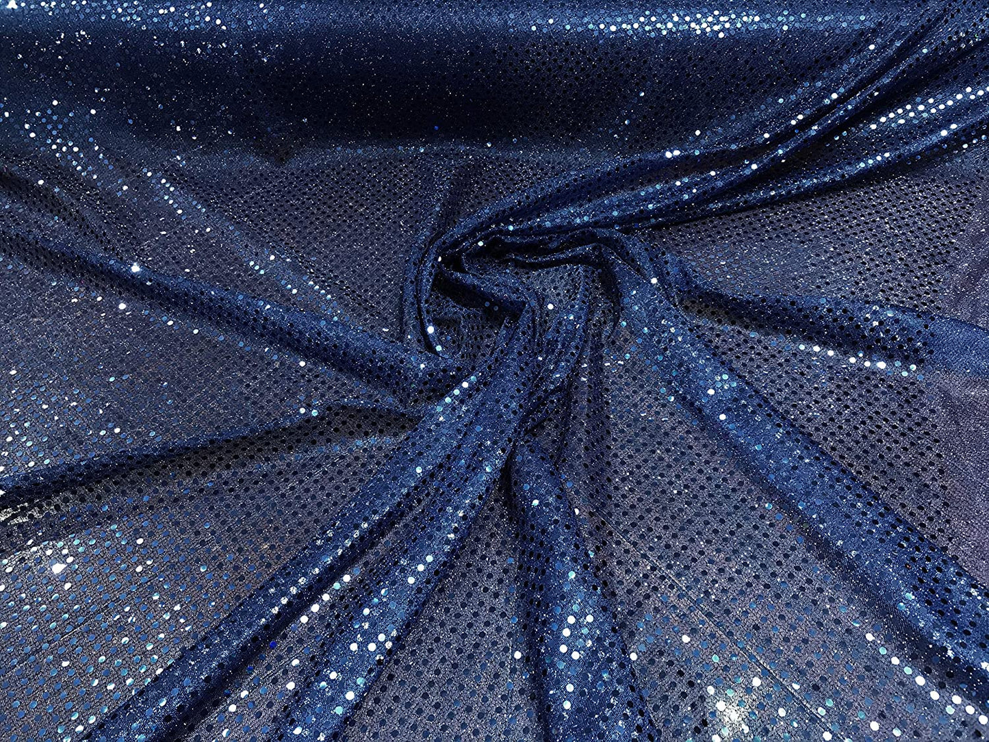 44/45" Wide Faux Confetti Sequin Knit Fabric Shiny Dot (Navy Blue, 1 Yard)