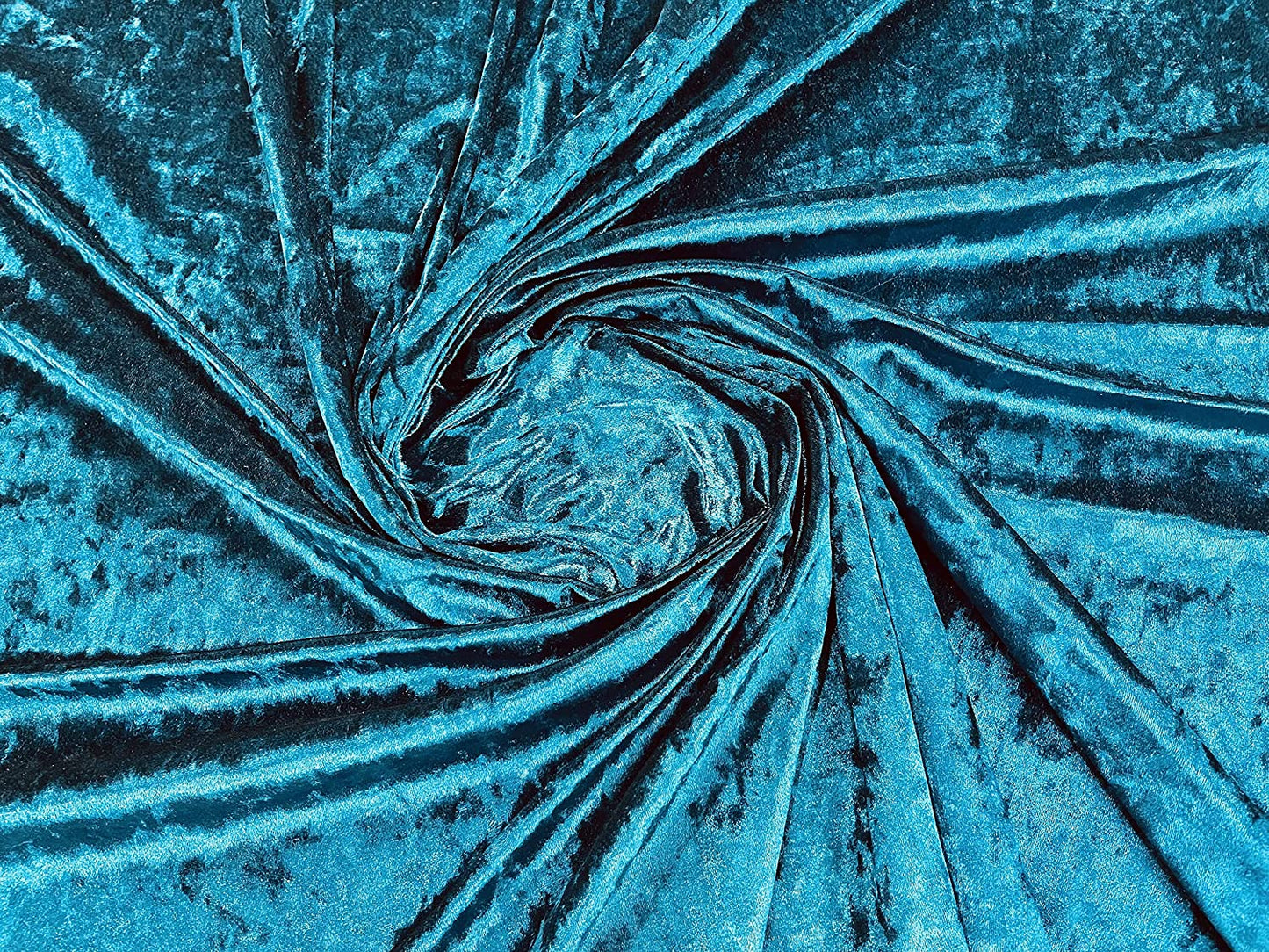 Solid Crushed Velour Stretch Velvet Fabric (1 Yard, Teal Blue)