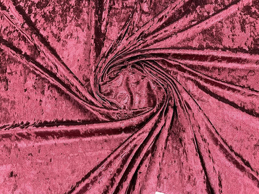 Solid Crushed Velour Stretch Velvet Fabric (1 Yard, Burgundy)