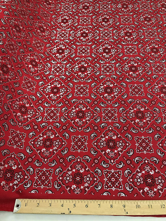 Spandex Bandana Print on 4 Way Stretch Fabric (Red, 1 Yard)