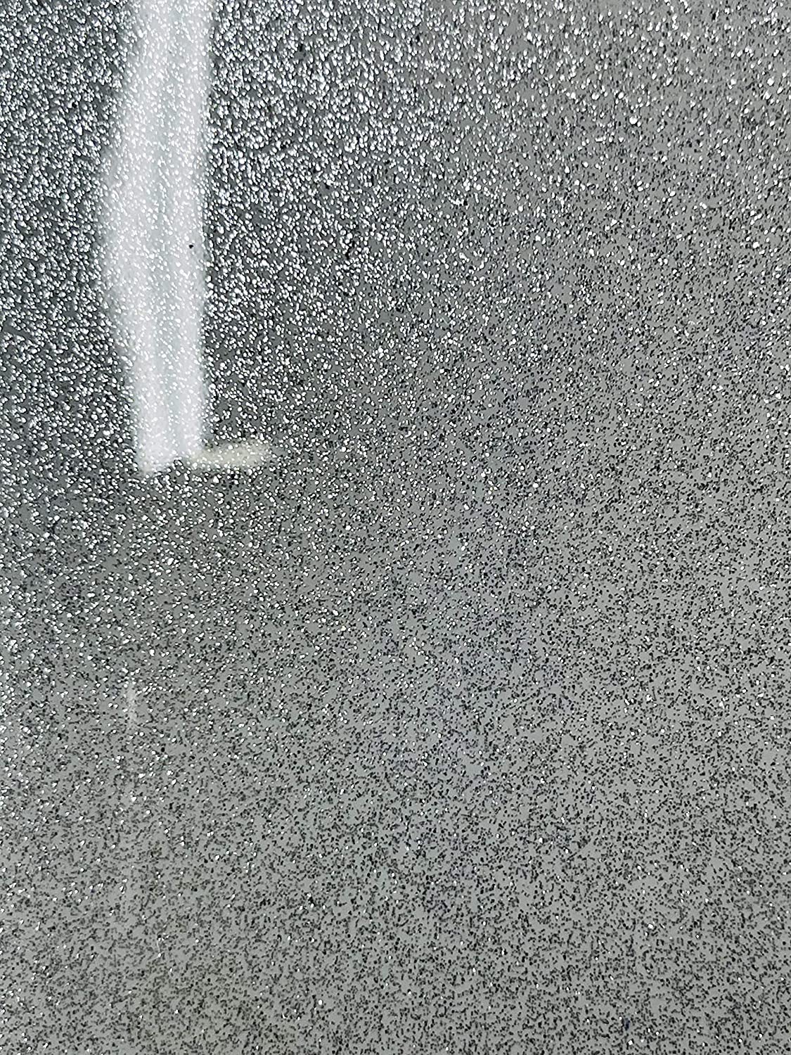 53/54" Wide Shiny Sparkle Glitter Vinyl, Faux Leather PVC-Upholstery Craft Fabric by The Yard (Silver, 1 Yard)