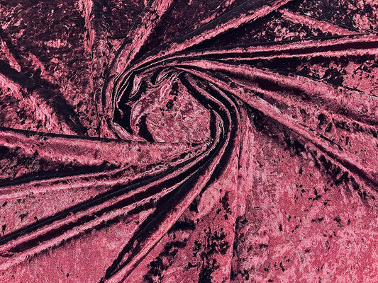 Solid Crushed Velour Stretch Velvet Fabric (1 Yard, Dark Burgundy)