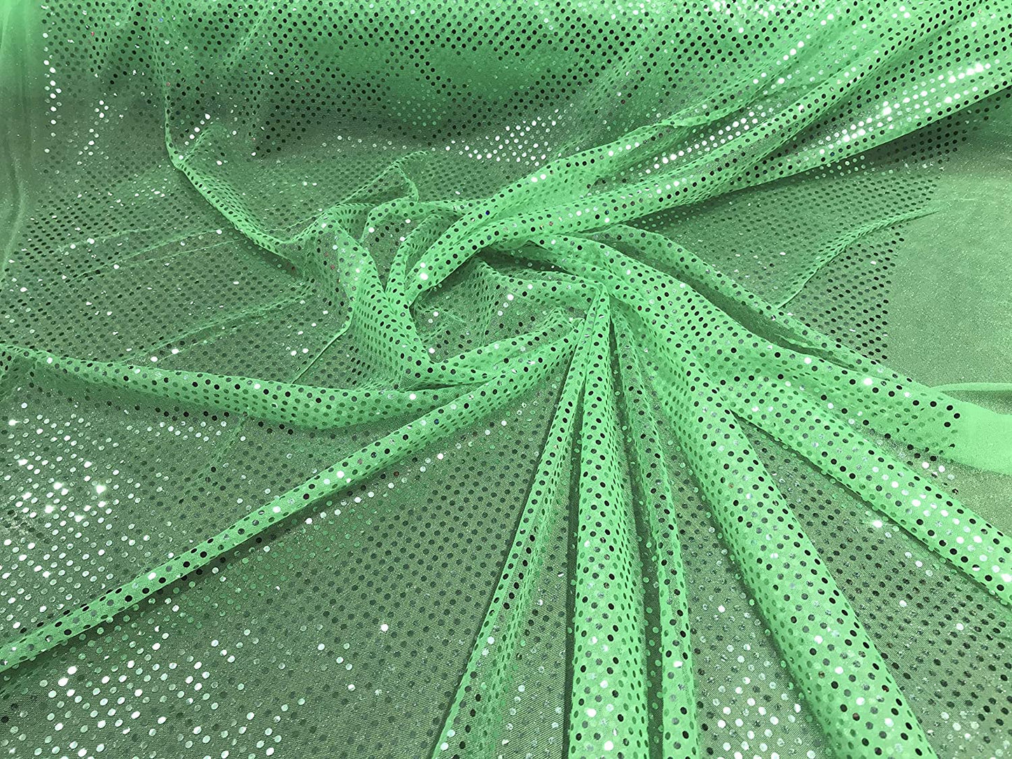 44/45" Wide Faux Confetti Sequin Knit Fabric Shiny Dot (Lime, 1 Yard)
