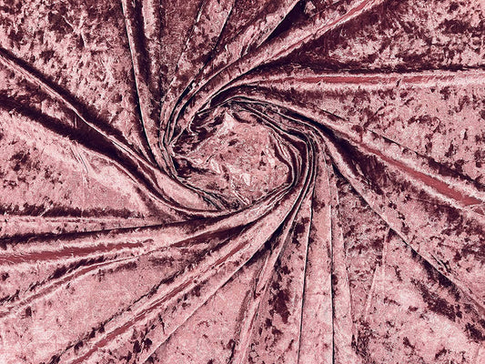 Solid Crushed Velour Stretch Velvet Fabric (1 Yard, Dusty Rose)