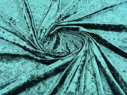 Solid Crushed Velour Stretch Velvet Fabric (1 Yard, Hunter Green)