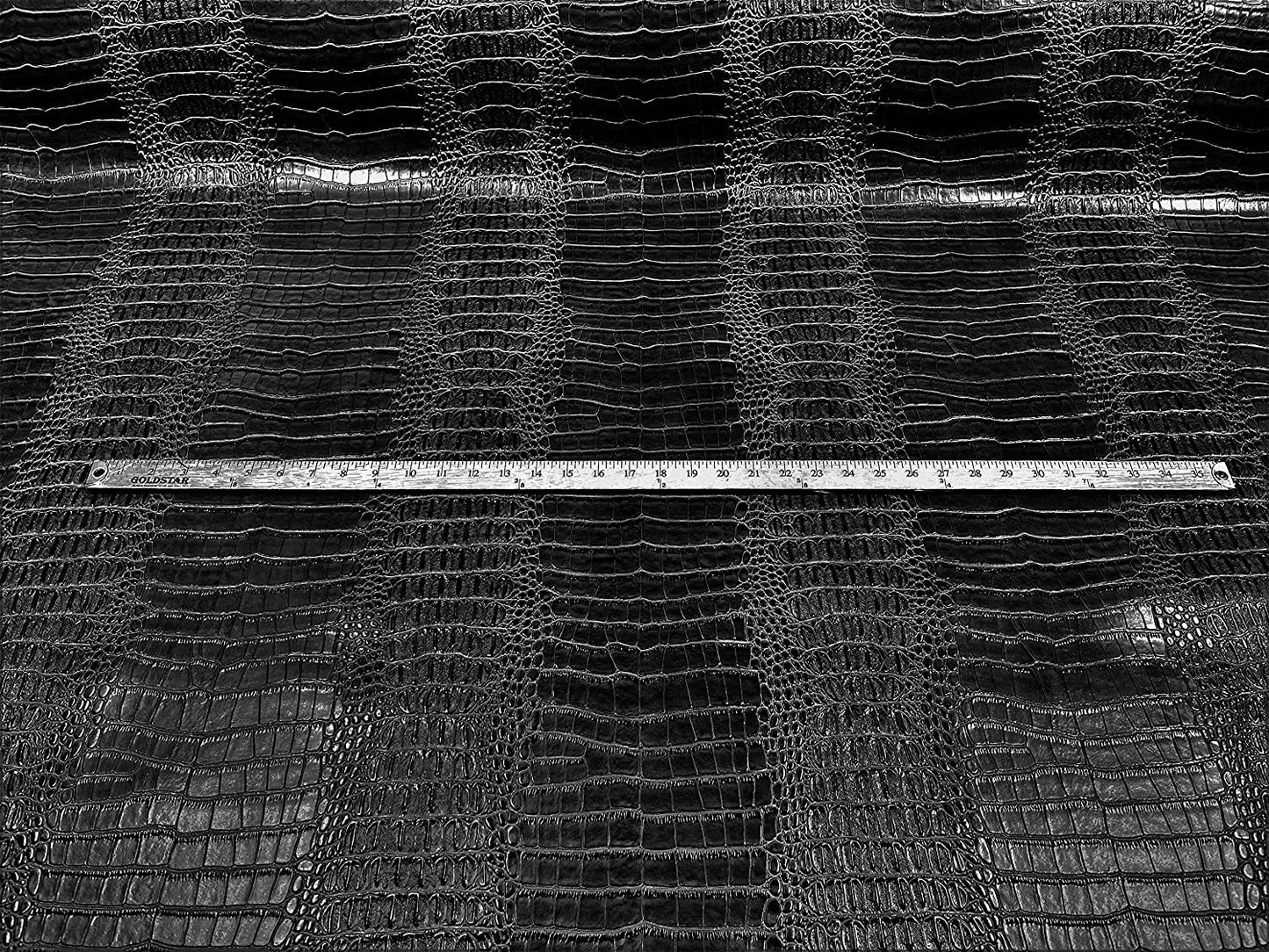 53/54" Wide Gator Fake Leather Upholstery, 3-D Crocodile Skin Texture Faux Leather PVC Vinyl Fabric (Black, 1 Yard)