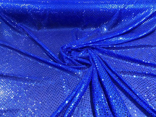 44/45" Wide Faux Confetti Sequin Knit Fabric Shiny Dot (Royal Blue, 1 Yard)