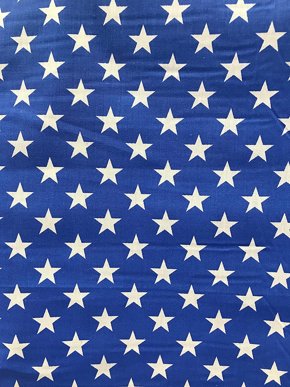 Stars Print Poly Cotton Fabric by The Yard (Royal)