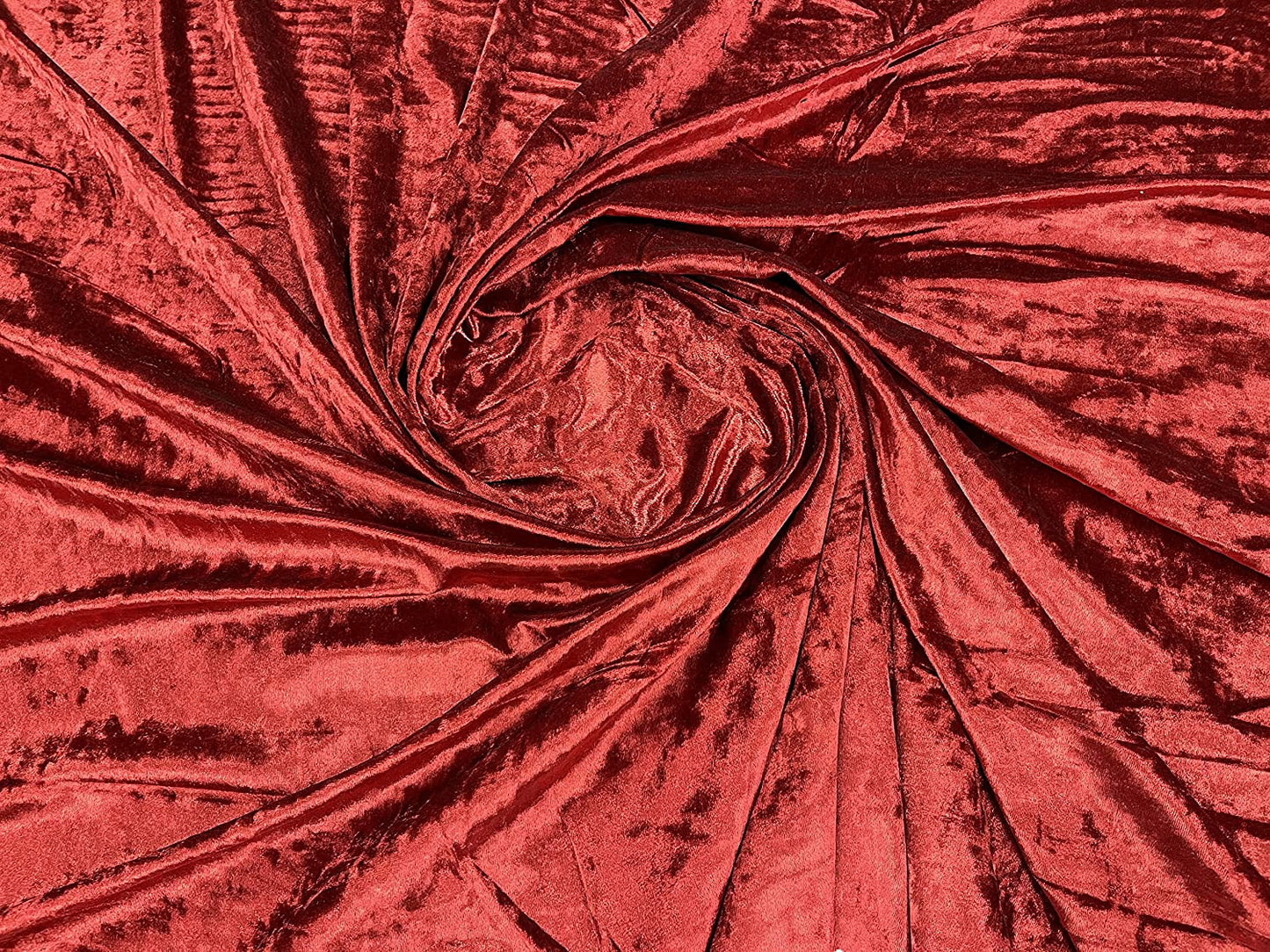 Solid Crushed Velour Stretch Velvet Fabric (1 Yard, Burnt Orange)