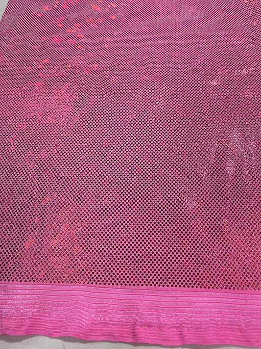 Shattered Glass Foil Iridescent Hologram Dancewear 4 Way Stretch Spandex Nylon Tricot Fabric (1 Yard, Hot Pink)