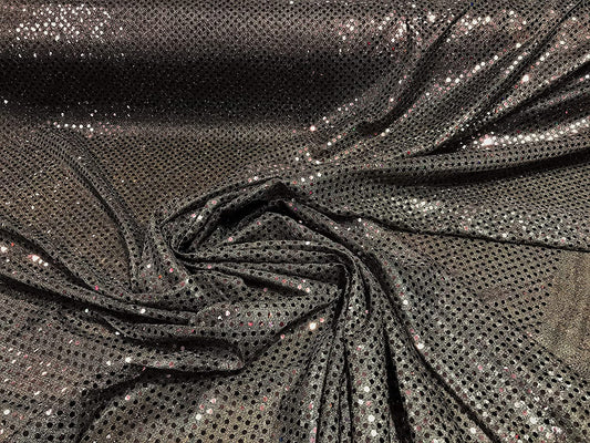 44/45" Wide Faux Confetti Sequin Knit Fabric Shiny Dot (Brown, 1 Yard)
