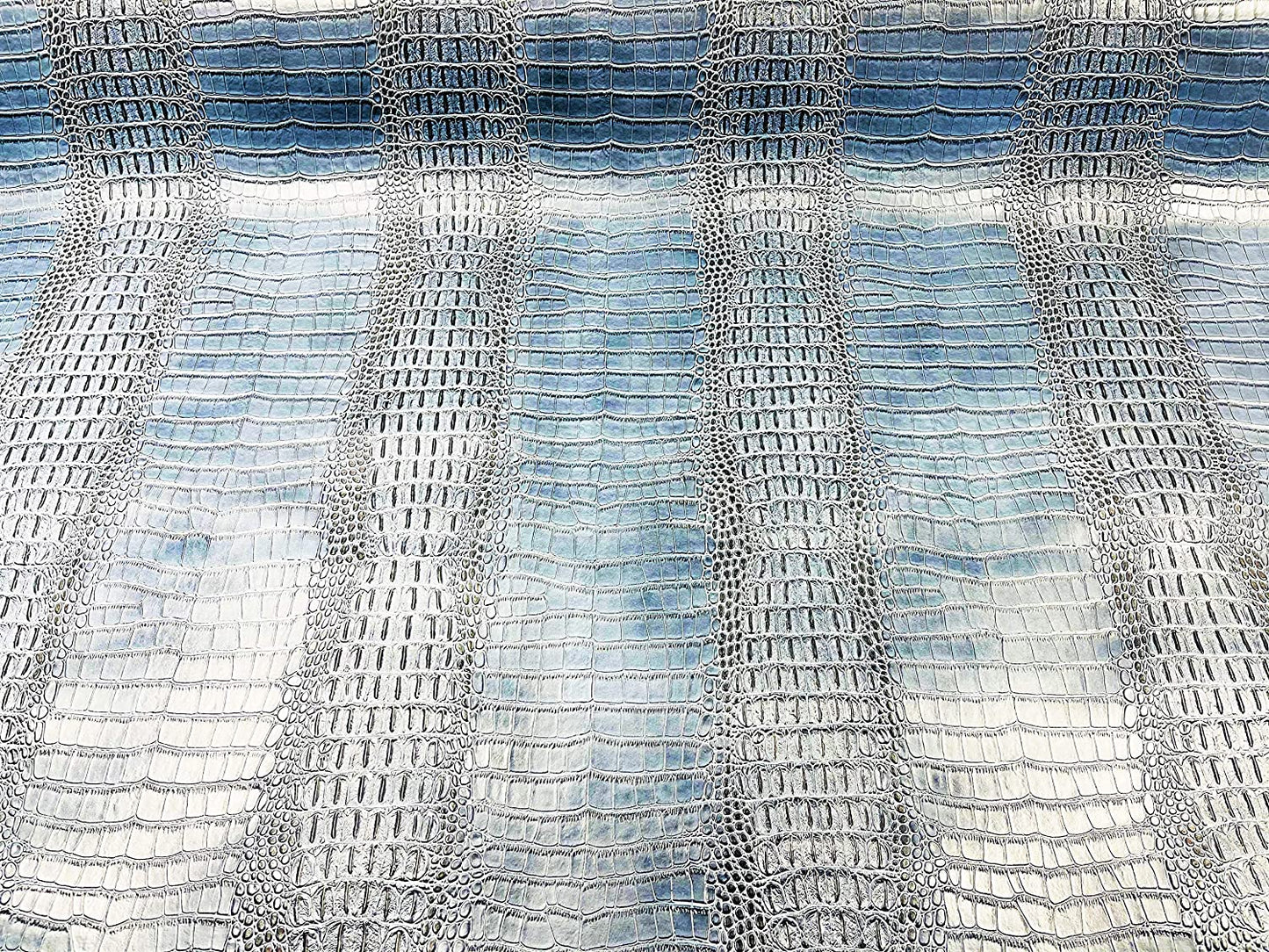 53/54" Wide Gator Fake Leather Upholstery, 3-D Crocodile Skin Texture Faux Leather PVC Vinyl Fabric (Slate Blue, 1 Yard)