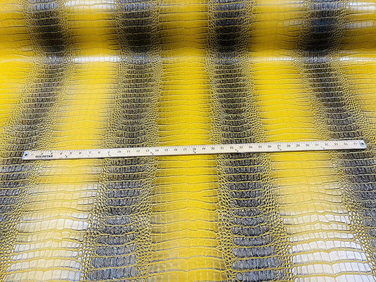 53/54" Wide Gator Fake Leather Upholstery, 3-D Crocodile Skin Texture Faux Leather PVC Vinyl Fabric (Yellow, 1 Yard)