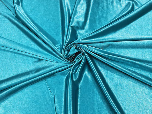 Deluxe Shiny Polyester Spandex Stretch Fabric (1 Yard, Turquoise)