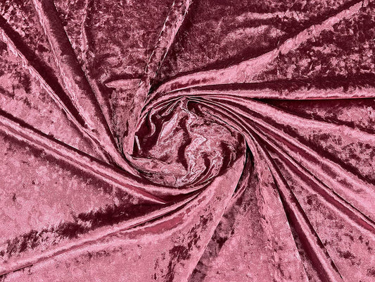 Solid Crushed Velour Stretch Velvet Fabric (1 Yard, Mauve)